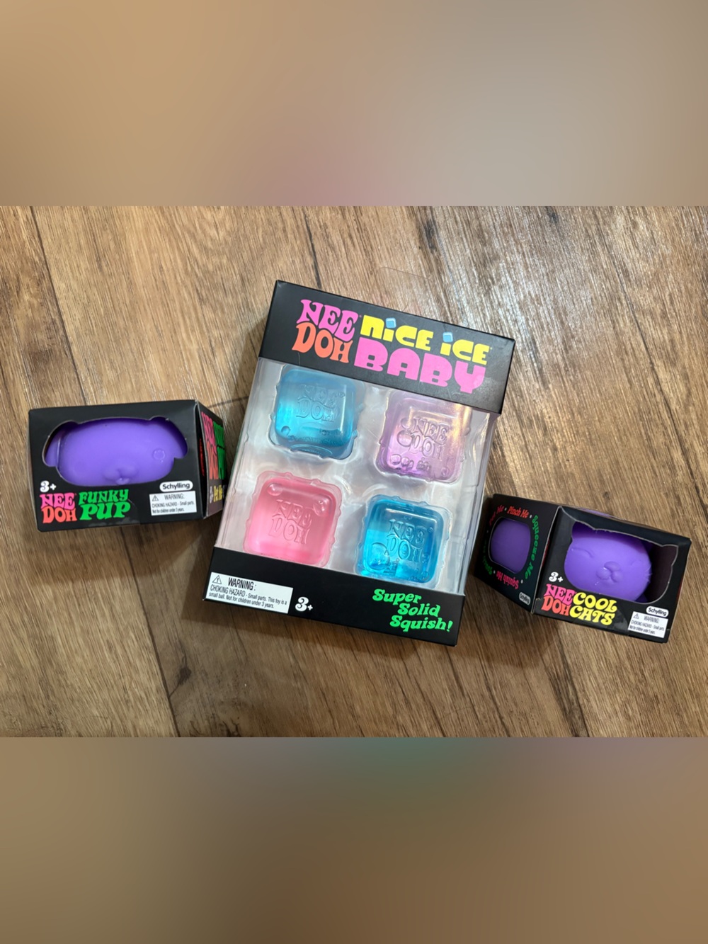 Needoh Schylling Cool Cats & Funky Pup Sensory Toys - Purple nice ice bundle